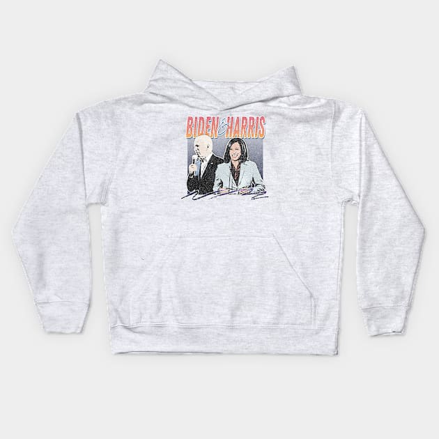 Biden And Harris / Retro Style Faded Fan Design Kids Hoodie by DankFutura